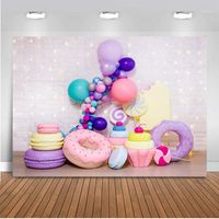 Wholesale Background Material Donuts Born Portrait Backdrop For Pography Po Shoot Brick Wall st Birthday Donut Party Studio Prop1