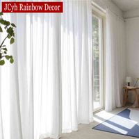 Wholesale High Quality White Semi Crushed Sheer Curtains For Living Room Window Solid Color Long Tulle Bedroom Curtain Voile Party Drapes
