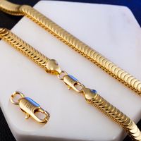 Wholesale Hip Hop Gold Smooth Snake Chains Necklace mm Inch Women s Bone Scale Long Chains For Ladies Fashion jlldCI
