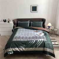 Wholesale 4 Piece Duvet Cover Bedsheet Pillowcases Egyptian Cotton Roupa De Cama Queen Trapunte Matrimoniali Green Bedding Modern Bedroom1
