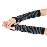 Wholesale Five Fingers Gloves Autumn Winter Wrist Arm Hand Warmers Knitted Fingerless Long Sleeve Soft Striped Elbow Mitten