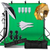 Wholesale Photography Backdrop Continuous Umbrella Studio Lighting Kit Non woven Green Screen and Background Stand Support for Photo1