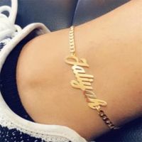 Wholesale Custom Name Anklet Personalized Stainless Steel Gold Silver Rose Gold Color Jewelry with Crown Butterfly For Men Women Gifts