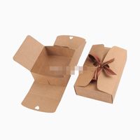 Wholesale 4 Size Black Brown Kraft Paper Boxes with Bowknot Baking Food Carton Box Cookies Mooncake Chocolate Packaging Storage Boxes Party Favor