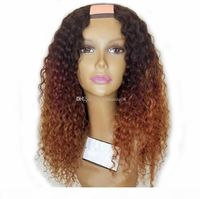 Wholesale Ombre Brown T b U Part Human Hair Wigs Deep Wave Brazilian Remy Hair Middle Part quot Two Tone Color For Black Women