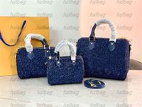 Wholesale Speedy Bandouliere cm Luxurys designers Bags Navy Blue Denim Jacquard Cross Body Shoulder Bags designers Womens Handbags Purses cm