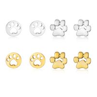 Wholesale One Pair Gold Silver Color Stud Earrings Cute Cat and Dog Paw Earrings For Women Jewelry Small Round Animal Paw Earring Gifts