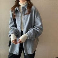 Wholesale Women s Jackets High Quality Corduroy Coat For Women Vintage Blue Black Beige Thick Shirt Clothing Girl Woolen Spring Tops Outerwear1