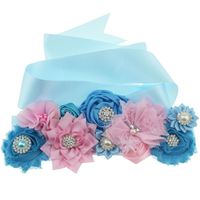 Wholesale Belts Maternity Pink And Blue Chiffon Lace Flower Sash Baby Shower Gifts Wedding Bridal Dress Accessories