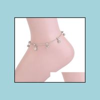 Wholesale Anklets Jewelry Ankle Bracelets Cz Stone Charm Sier Tone Crystal Inlayed Mti Layer Gothic Foot Chains Chain Drop Delivery Zslq