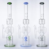Wholesale 21 Inch Big Hookahs Thick Glass Bongs Recycler Bong Drum Barrel Perc Water Pipes Slitted Rocket Percolator Oil Dab Rigs mm Joint With Bowl