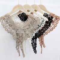 Wholesale Scarves Women Solid Color Dragonfly Decor Shawl Hollow Out Crochet Floral Lace Tassels Wedding Cape Evening Party Decor1