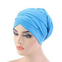 Wholesale Helisopus New Women Cotton Elastic Headscarf Solid Color Long Tail Head Wrap Indian Hat Muslim Headcover Ladies Hair Accessories Y0124