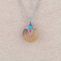 Wholesale High quality Resin Wax Necklace Pendants Imitation Honey Water Drop Nepal india Amulet Tibetan silver Necklaces1