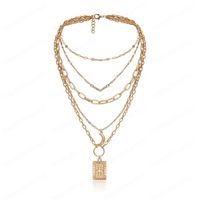 Wholesale V Shaped Multi Layer Tassel Necklace Retro Moon Square Cross Chains For Women Evening Dress Alloy Pendant Necklaces Jewelry