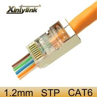 Wholesale xintylink mm rj45 connector cat6 network plug p8c stp rg rj jack shielded rg45 lan cat ethernet cable conector modular1