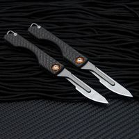 Wholesale Pocket Scalpel Portable Utility Knife Cutter Folding Knife Carbon Fiber Handle with Replacement Blade Outdoor Great ED
