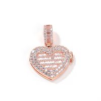 Wholesale Heart Locket Photo Pendant Necklace With Bling Zircon Cubic Crystal Gold Lced Out Chain Hip Hop Jewelry
