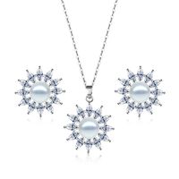 Wholesale Bracelet jewelry trendy snowflake Pearl Necklace Earring Set female Earrings temperament simple co