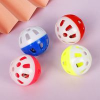 Wholesale Pet Toys Hollow Pet Cat Plastic Colourful Ball Toy With Small Bell Lovable Bell Voice Plastic Interactive Ball Tinkle Puppy Playing Toys