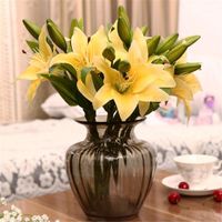 Wholesale Decorative Flowers Wreaths Heads Artificial Touch Lily Lovely Latex Wedding Bridal Bouquets DIY Party