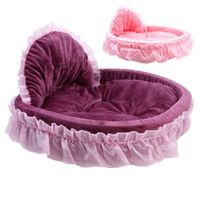 Wholesale Kennels Pens Princess Dog Bed Soft Sofa For Small Dogs Pink Lace Puppy House Pet Doggy Teddy Bedding Cat Beds Luxury Nest Mat