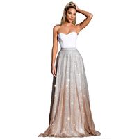 Wholesale Women Long Formal Evening Dresses Full Length Strapless Cocktail Party Gowns Sequins Bridesmaid A line Back Zipper Up Wedding Dancing Dress