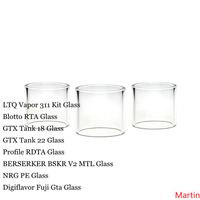 Wholesale Replacement Straight Pyrex Glass Tube for LTQ Vapor Kit Blotto GTX Tank Profile RDTA BSKR V2 MTL NRG PE Digiflavor Fuji Gta RTA