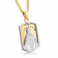 Wholesale Pendant Necklaces Blessed Virgin Mary Necklace For Men Color Stainless Steel Classic Male Religious Amulet Christmas Gift