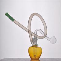 Wholesale Apple shape Glass Oil Burner Water Bong pyrex glass oil burner pipes small Bubbler Bong MiNi recycler hookah with silicone tube