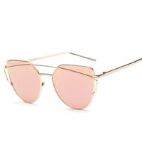 Wholesale Sunglasses Fashion Women Cat Eye Classic Brand Designer Double Deck Alloy Frame UV400 Coating Mirror Flat Panel Lens
