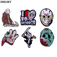Wholesale DMLSKY Friday the th Pins Horror killer Jason Voorhees Brooch Metal Badge for Clothes Shirt Collar Enamel Pin Fans Gifts M46041