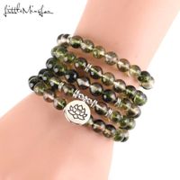 Wholesale Beaded Strands Little Minglou Luxurious Green Ghost Phantom Crystal Mala Lotus Bracelet Or Necklace Reiki Charged Buddhist Rosary Brace