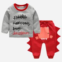 Wholesale 2PC Newborn Infant Kids Baby Boys Clothes T shirt Tops Pants Dinosaur Autumn Boy Clothing Outfits