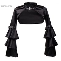 Wholesale Charmian Women s Steampunk Corset Jacket Medieval Victorian Retro Gothic Black Shrug Bolero Long Butterfly Sleeve Clothing1