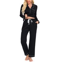 Wholesale Modell Women s Pajamas Two Piece Set Long Sleeved Top And Baggy Pants Suit Chiffon Drawstring Elastic Waistband Ladies Pajamas
