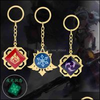 Wholesale Key Rings Jewelry Keychain Original God Surrounding Rice Wife Gods Eye Metal Chain Pendant Alloy Double Sided Glass Moonlight Drop Delivery