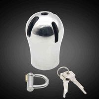 Wholesale NXY Chastity Device Male D type Stainless Steel Ring Pa Lock Penis Cage Bdsm Device Bird Lock Sex Toy