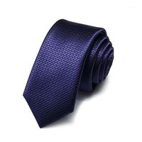 Wholesale Bow Ties Brand Fashion High Quality Men CM Slim Dark Blue Plaid Necktie Business Formal Suit Neck Tie For With Gift Box1