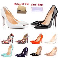 Wholesale Women luxury red bottom high heel dress shoes Glitter Rivets triple black nude Pink white teal Patent leather suede fashion party wedding shoe With Box