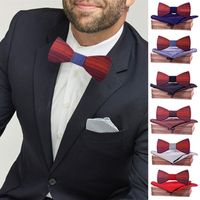 Wholesale Bow Ties Fashion Novelty Manual Wooden Tie Handkerchief Set Men s Bowtie Wood Hollow Carved And Box Handkerchief1