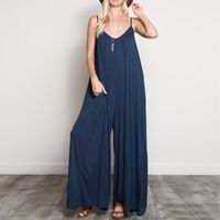 Wholesale ZANZEA Summer Rompers Women Jumpsuits Sexy V Neck Long Playsuits Casual Loose Overalls Wide Leg Mono Bodysuit Plus Size Y200904