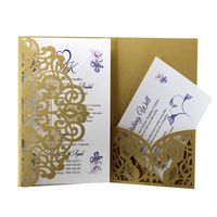 Wholesale Wedding Invitation Cards Kits Spring Flower Laser Cut Pocket Bridal Invitation Card For Engagement Graduate Birthday Party p2