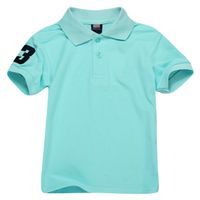 Wholesale Children Polo t Shirt Kids Lapel Short sleeves Baby Polos T shirt Boys Tops Clothing Embroidery Tees Girl Cotton Tshirts Sky Blue