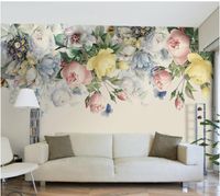 Wholesale 3D three dimensional Wallpapers modern simple garden flower TV background living room film and television wallpaper self adhesive mural