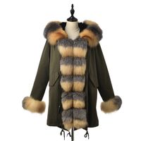 Wholesale TOPFUR Fashion Real Fur Coat Women Black Parka Natural Silver Fox Fur Coat With Hood Adjustable Winter Fox Fur Parka Short
