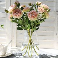 Wholesale Decorative Flowers Wreaths Artificial Ranunculus Asiaticus Flower Stems Wedding Decoration Household Simulation
