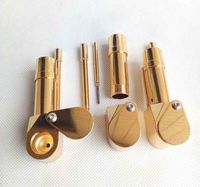 Wholesale Brass Proto Pipe Deluxe Smoking Ashtray bag Bowl Smoke Pipes Metal Portable Golden Sliver Color Tool Herb China Factory Direct Free DHL
