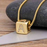 Wholesale Pendant Necklaces New Design DIY Alphabet Cube Long Chain Gold Letter For Women Men Initial Family Name Jewelry Gift