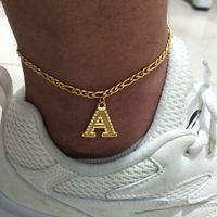Wholesale Gold Plated Figaro Chain Bracelet Anklet Fashion Letter Initial Anklet